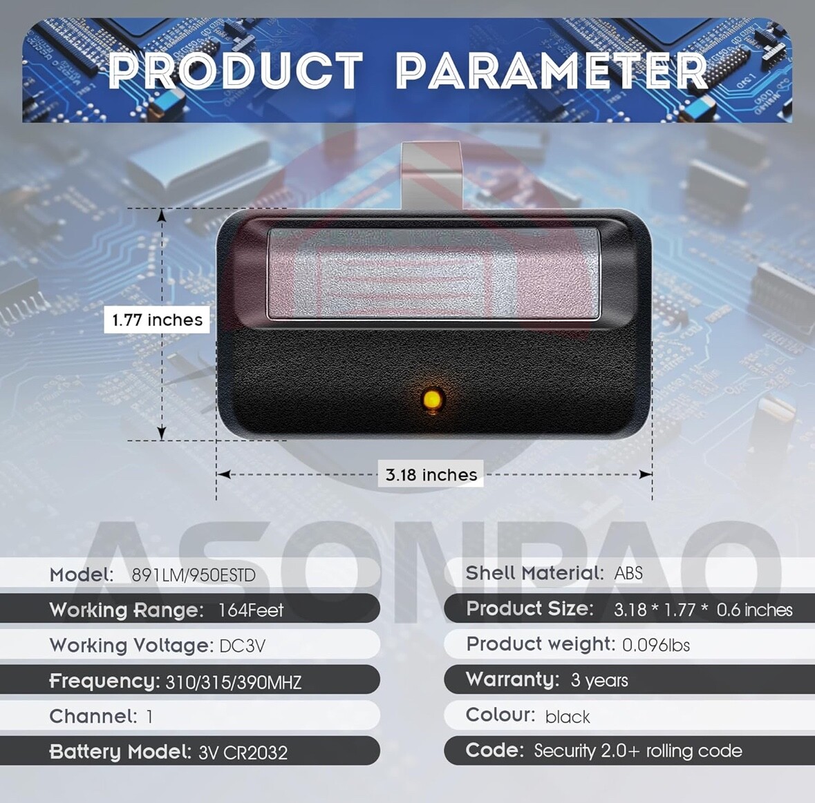 891LM LiftMaster Replacement 1 Button Remote Control Transmitter Garage Security
