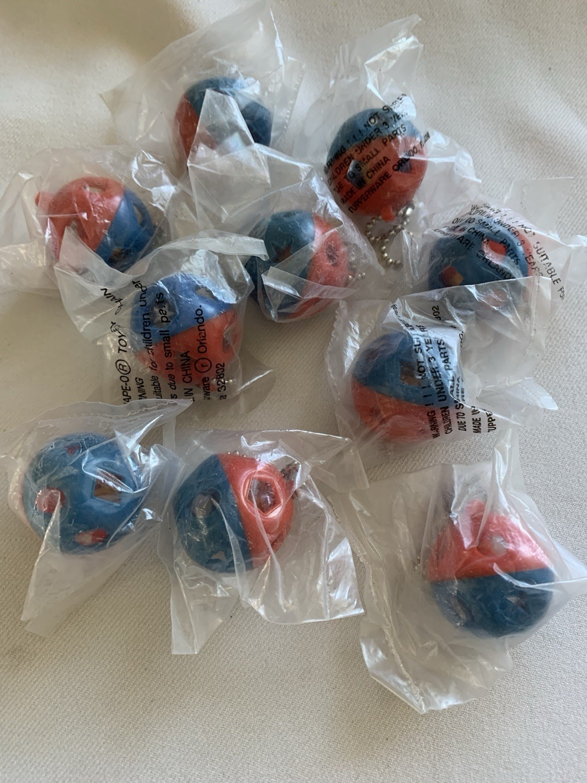 Tupperware NEW Set 10 Shape O Ball Keychains