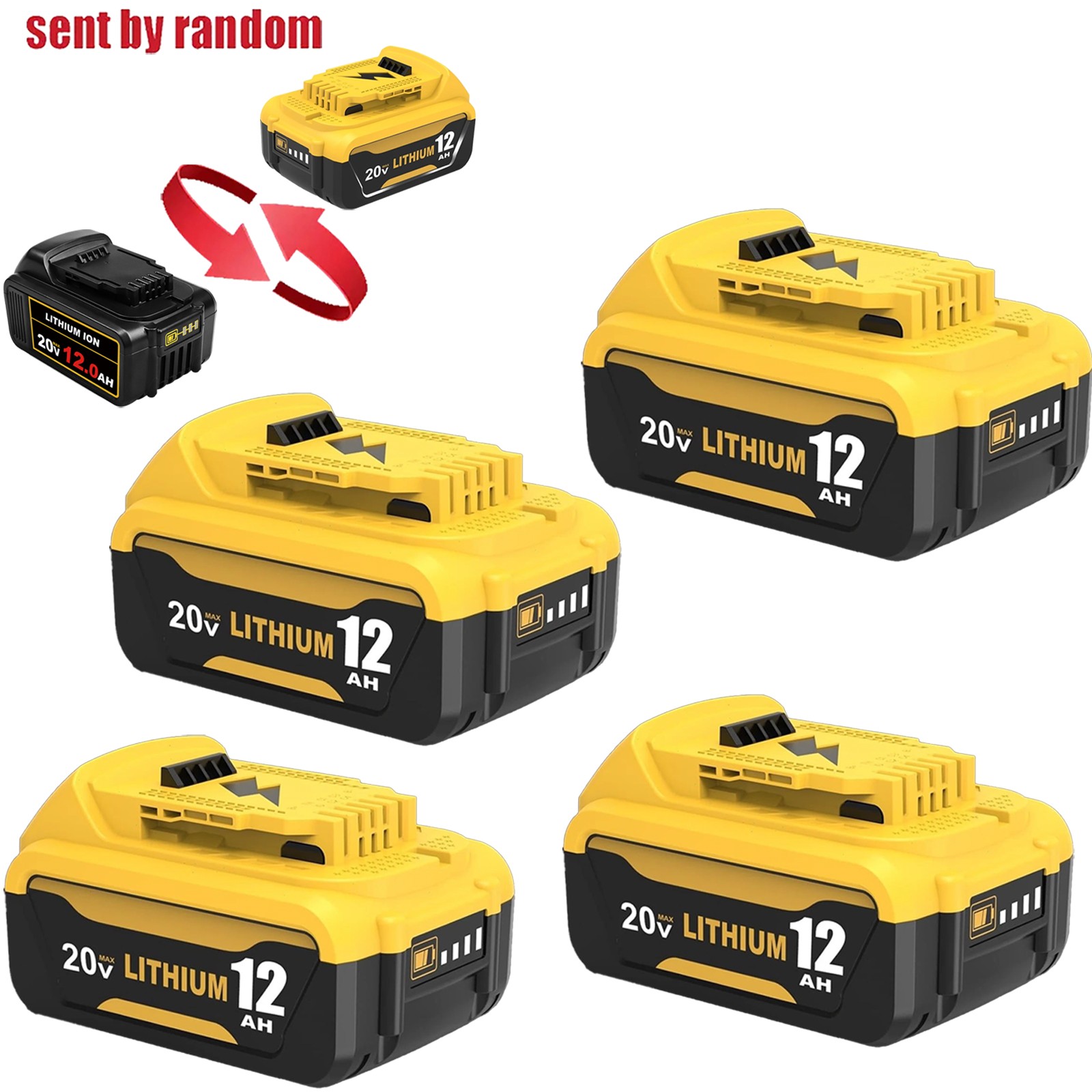 4Pack Lithium Ion Battery For DeWalt 20V 20 Volt Max 12.0AH DCB205 DCB206 DCB200