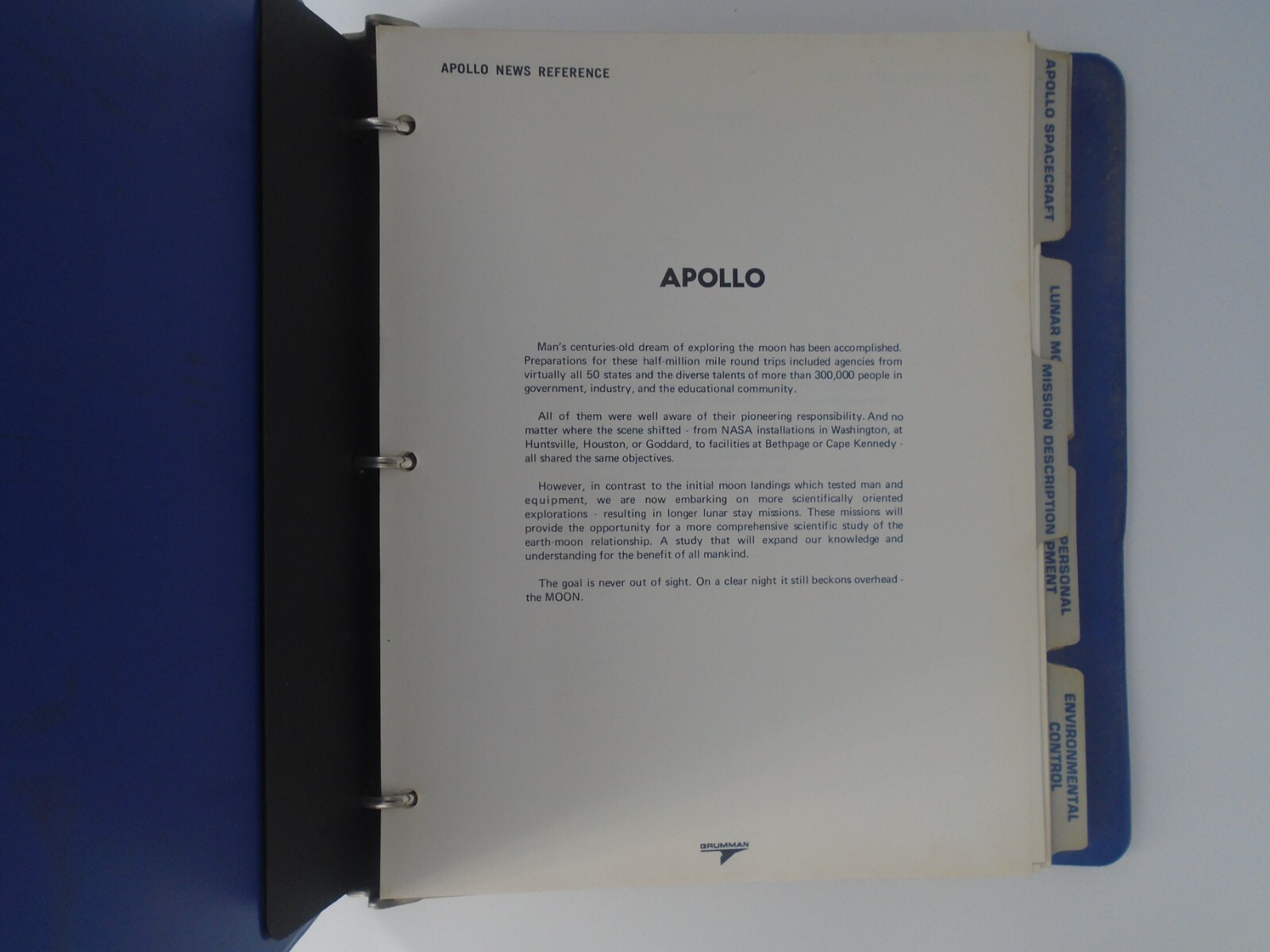 Nasa Apollo Spacecraft News Reference Lunar module Binder