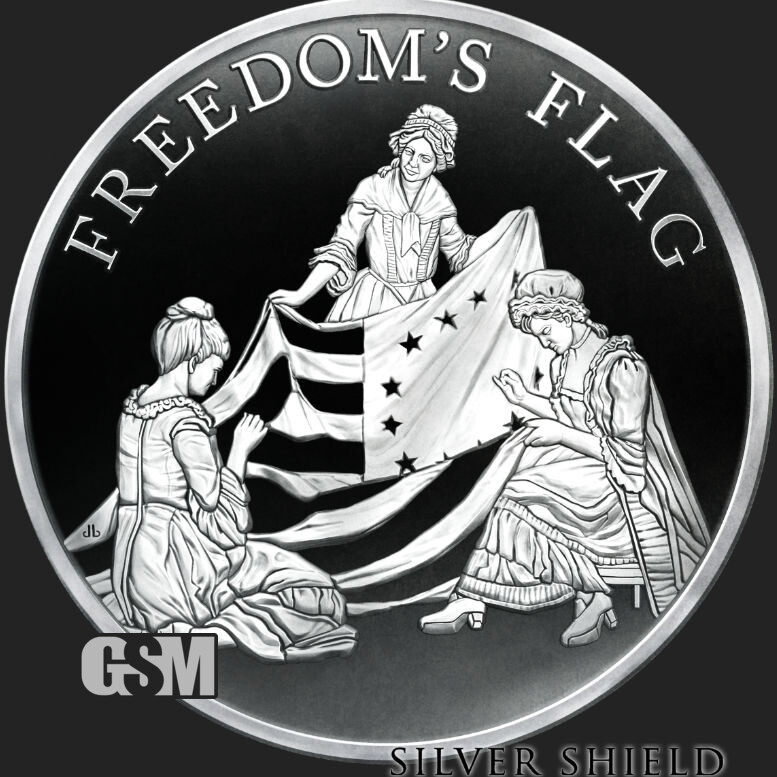 2022 1OZ Freedoms Flag Proof - Silver Shield - .999 "In-Hand" Collector SBSS