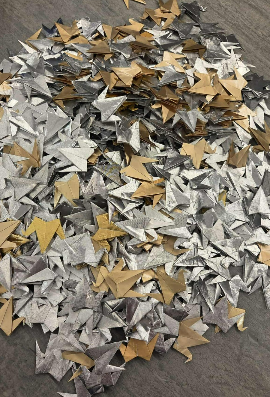 *500* Silver & Gold 2.5" x 2.5" Handmade Wedding Cigarette Paper Origami Cranes