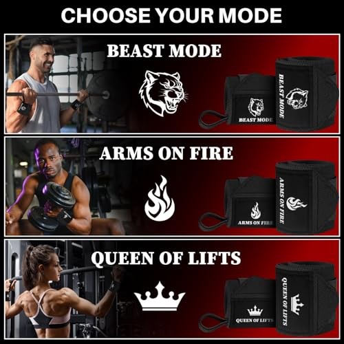 Weightlifting 18" & 12" Wrist Wraps with Thumb Loop – Black 18" – Beast Mode