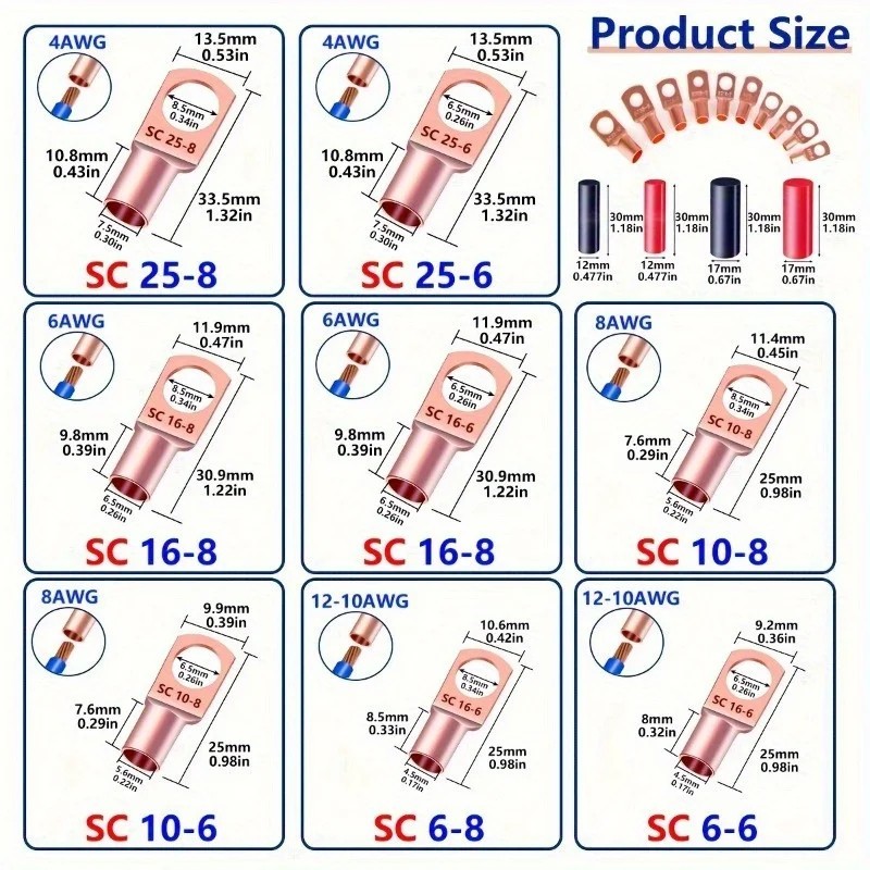 60PCS Copper Terminal Connector Kit - Electrical Wire Connectors for Wiring