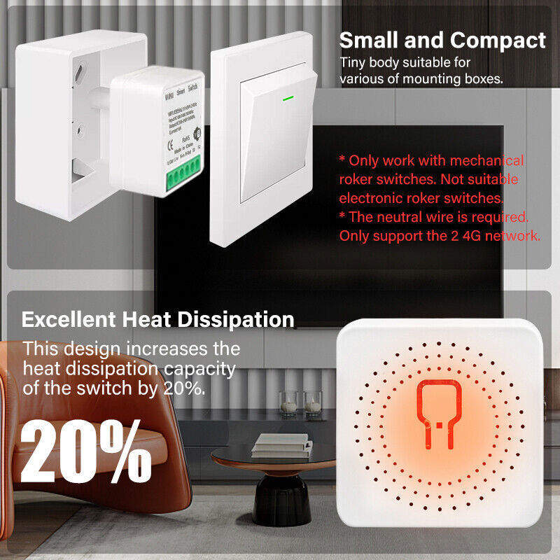 Tuya Zigbee WiFi Mini Smart Switch Module 16A DIY Wireless Relay Timer For Alexa