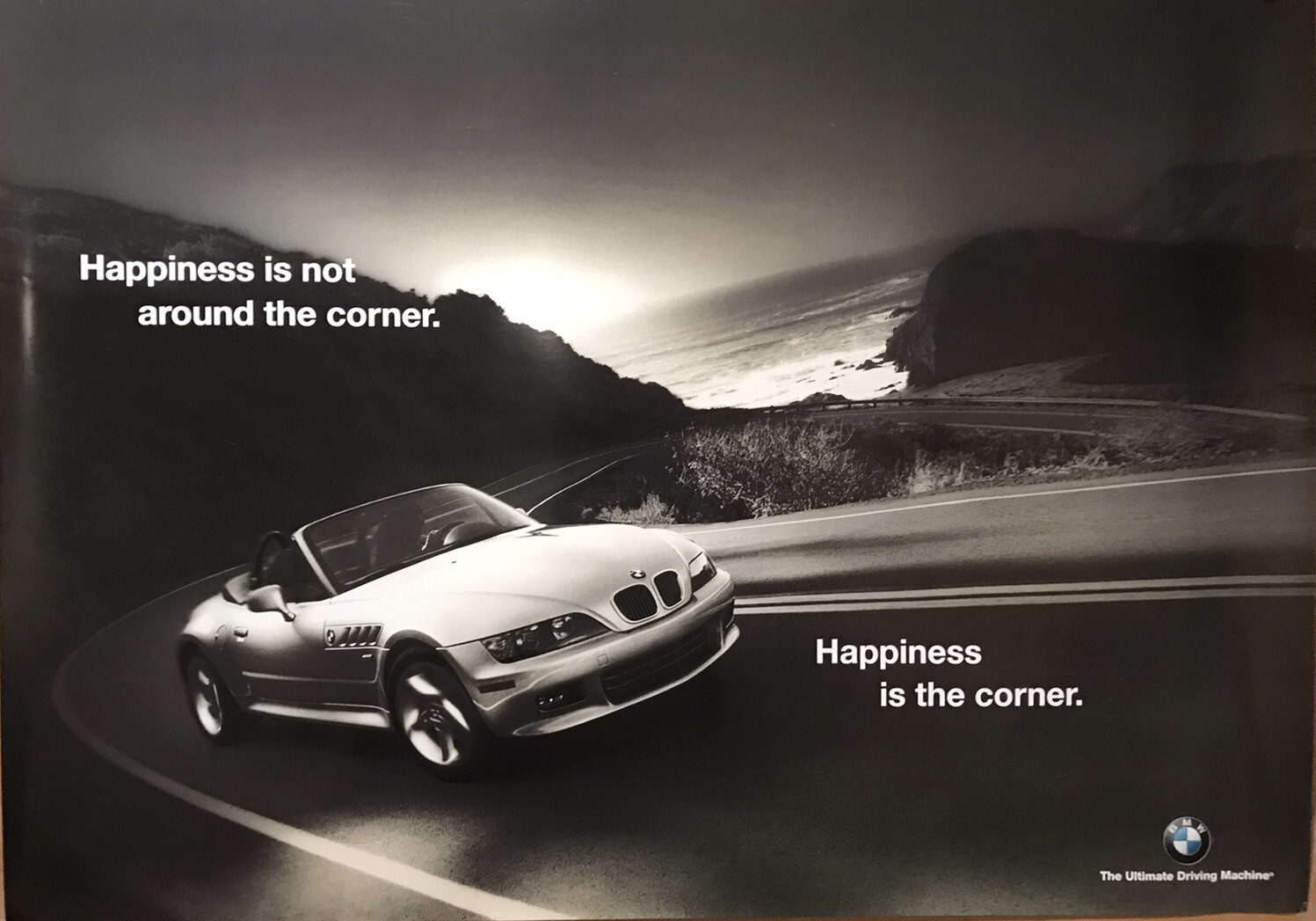 BMW Z3 “Happiness Not The Corner” Factory Produced Original BMW Ag Car Poster😀