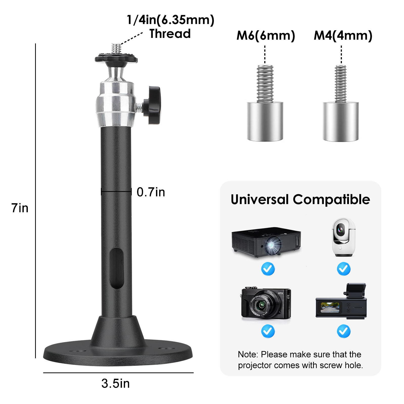2X 18CM 360° Rotatable Universal Wall Ceiling Mount Stand For Mini Projector DVR