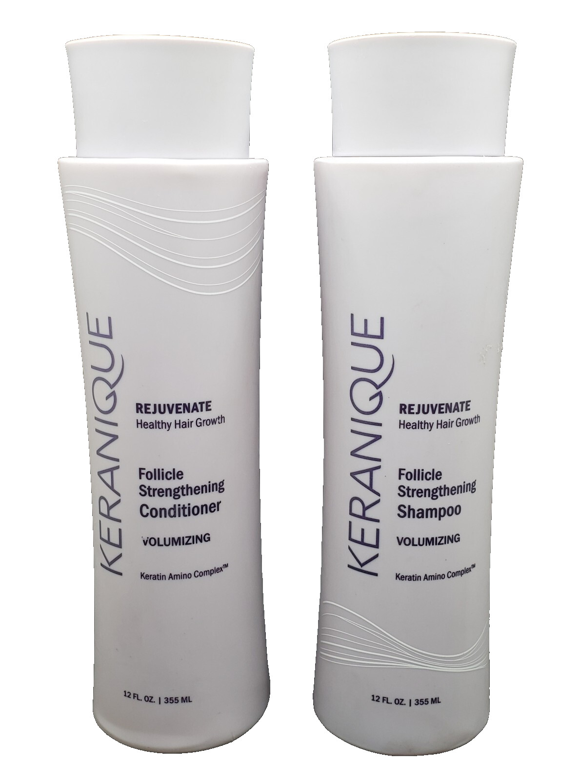 KERANIQUE Follicle Strengthening Shampoo & Conditioner Volumizing 12oz FULL SIZE
