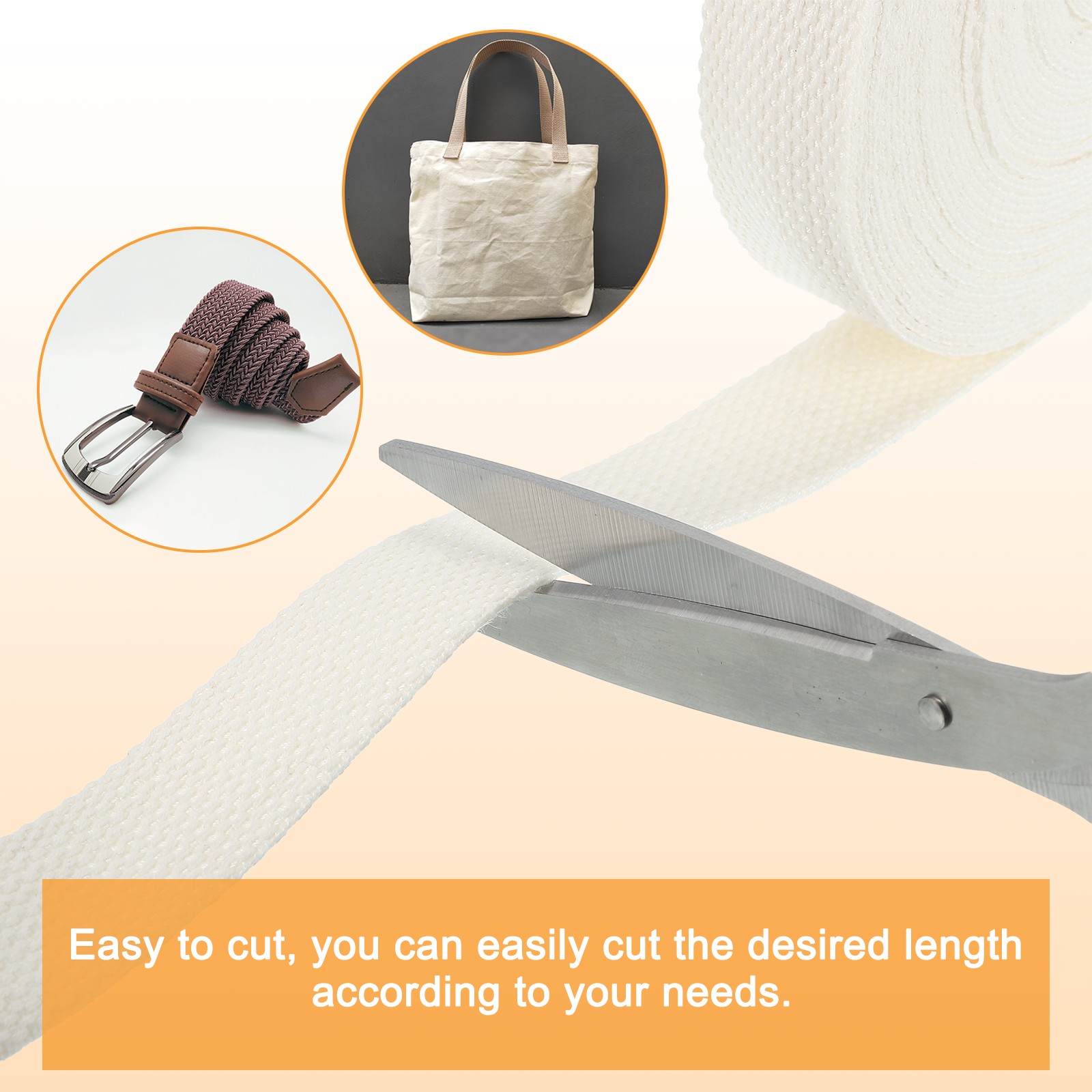 Cotton Webbing 1 Inch 11 Yard Polyester Cotton Webbing Straps Beige
