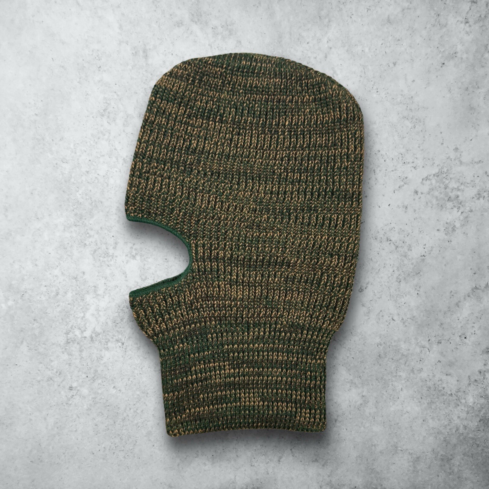 Vintage 70s Chunky Knit Woven Striped Reversible Skully Hunting Robber Ski Mask