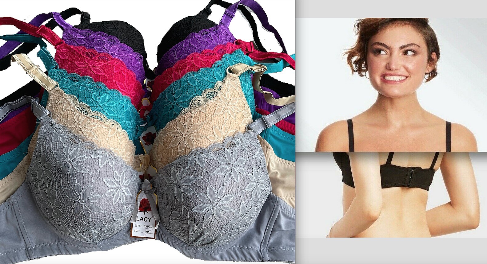 New 6 Womens Ladies Lace Design Color Gentle PUSH UP Bra Full Cup (BC#99996)