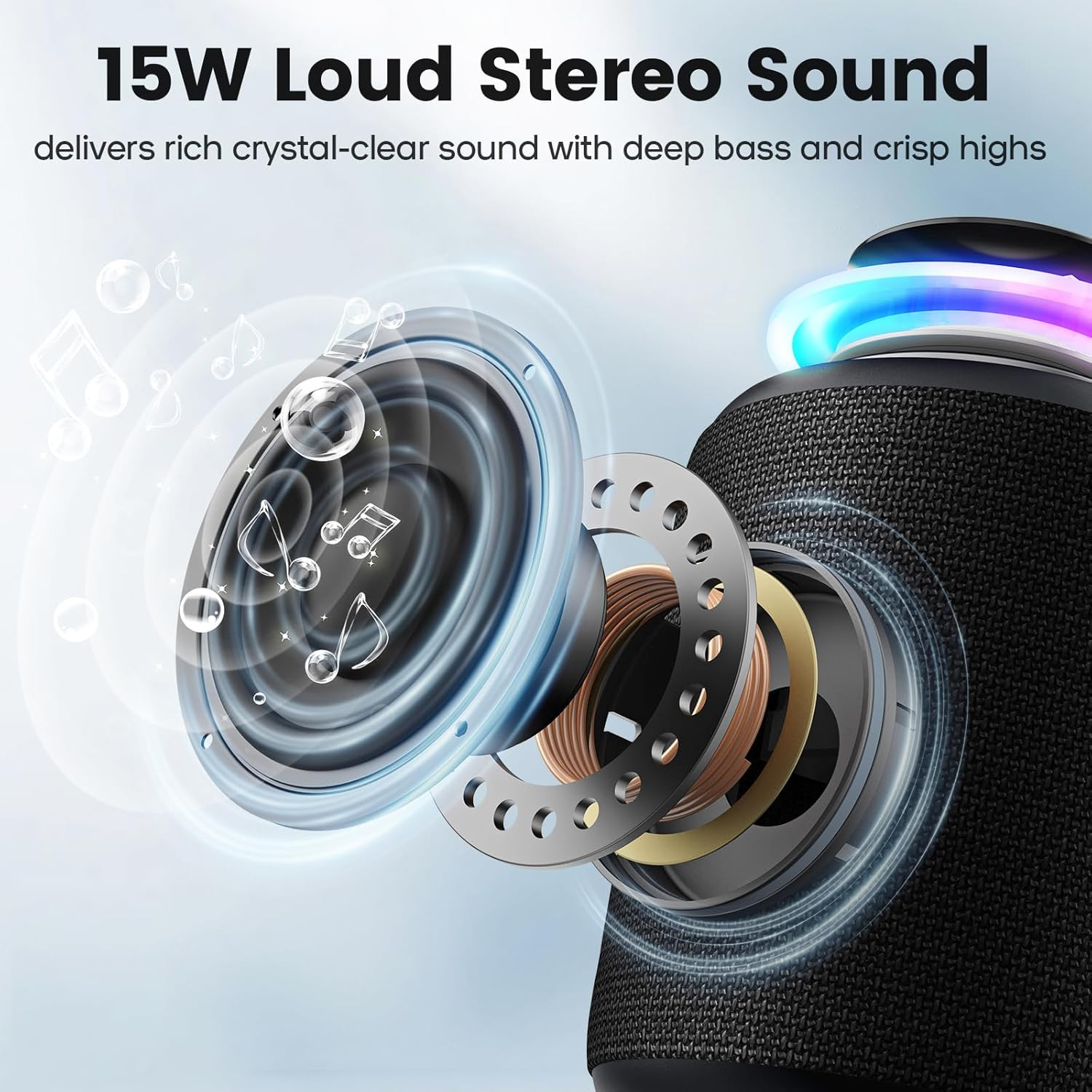 Bluetooth Speaker Wireless,Ip67 Waterproof & Dustproof Portable Speaker with Lig