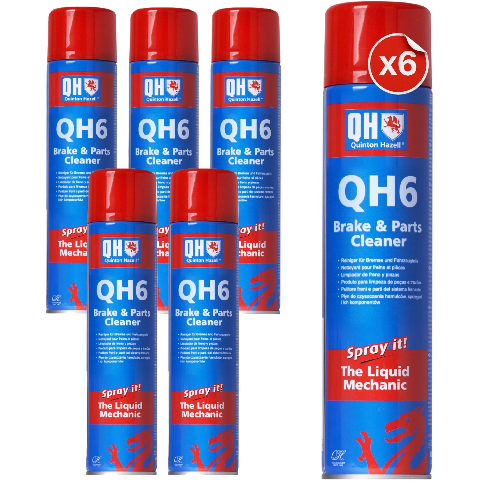 6-Pack QH6 Brake Cleaner 20.3 oz Non-Chlorinated Strength Degreaser _ SALE OFF