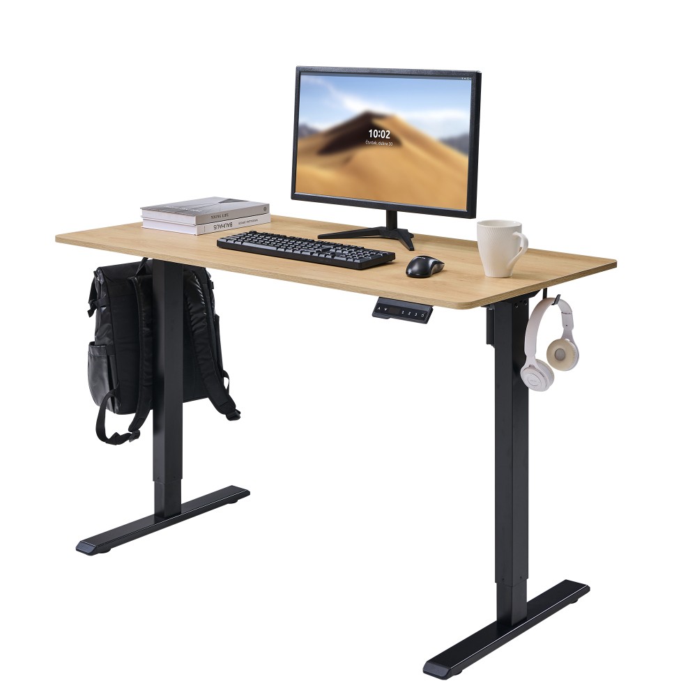 Ergonomic Electric Stand Up Desk 48x24 Adjustable Height Desk Natural Wood