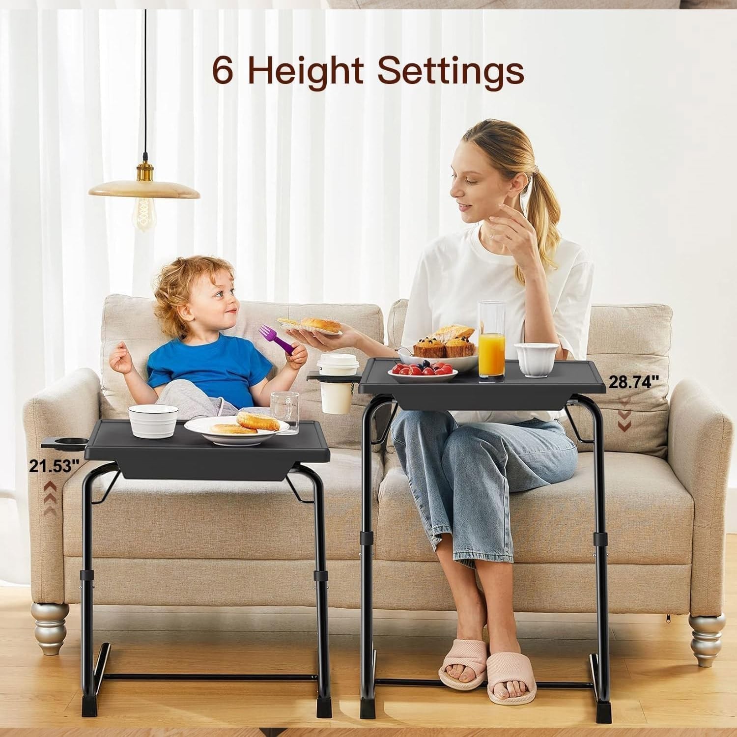 Adjustable TV Tray Table TV Dinner Tray on Bed & Sofa Comfortable Folding Table