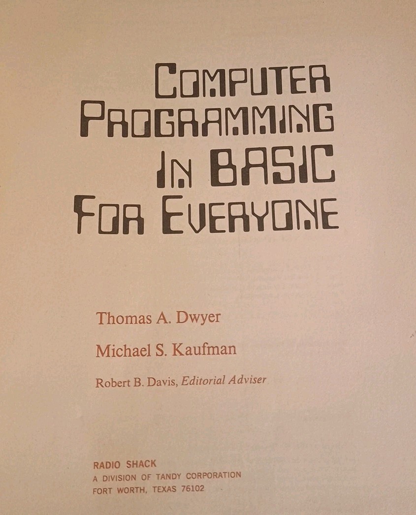 Rare Radio Shack Computer Programming in Basic for Everyone First Impression '77