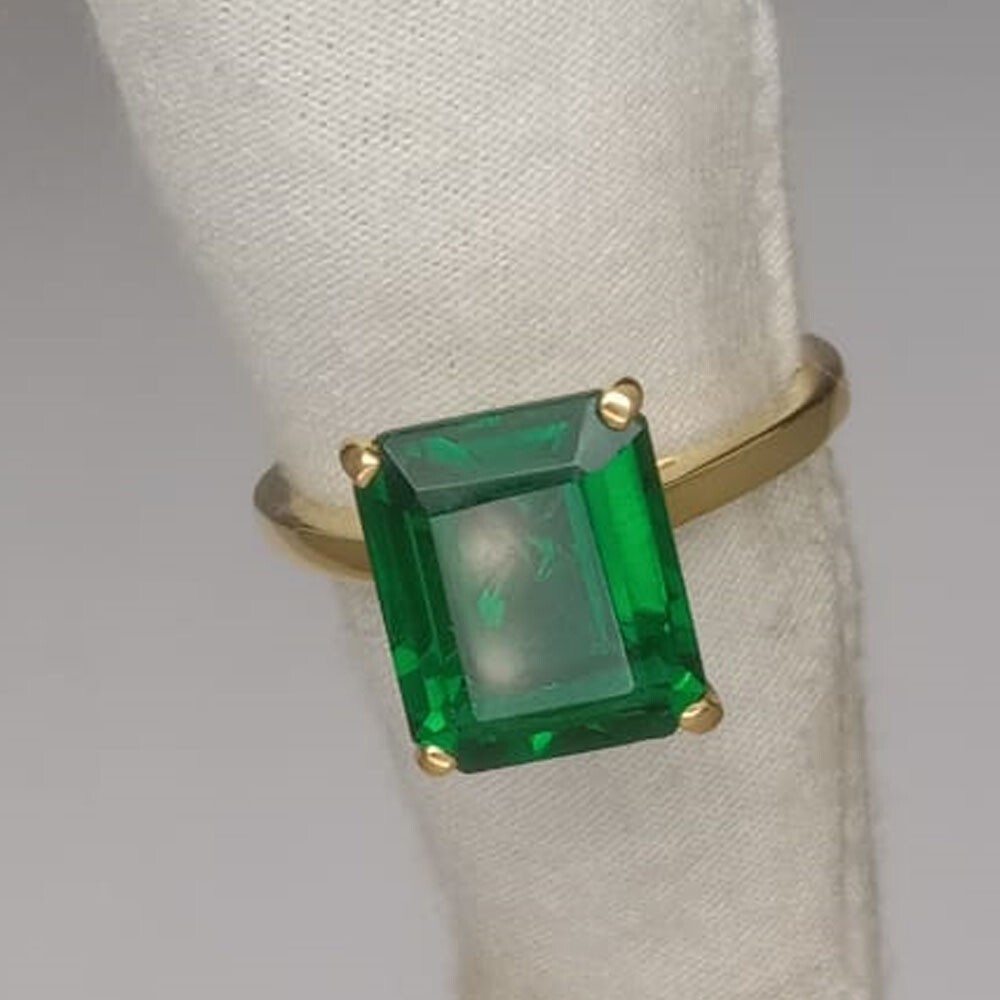 6.00Ct Emerald Natural Emerald & Diamond 100% 14k SOLID Yellow Gold Wedding Ring