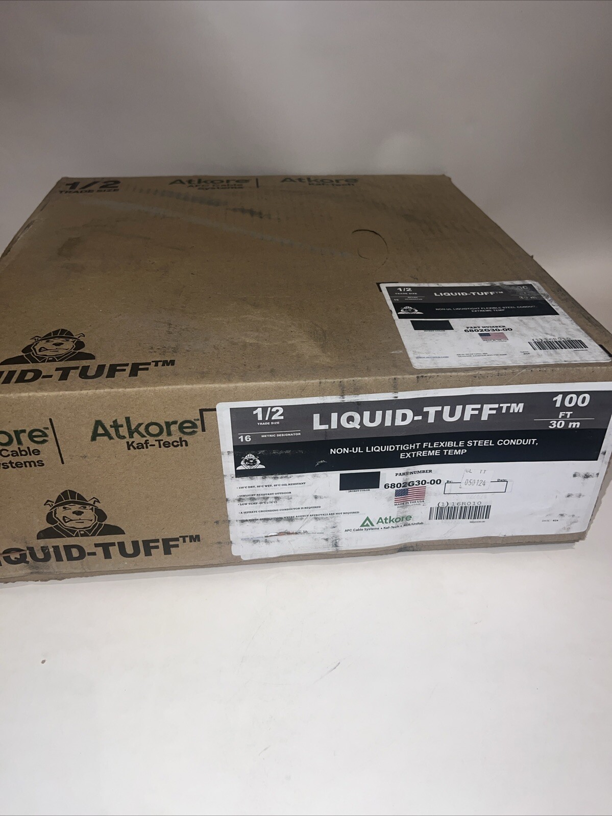 Atkore AFC 6802G30-00 Liquid-Tuff Flexible Steel Conduit NonUL, 1/2 Trade 100’