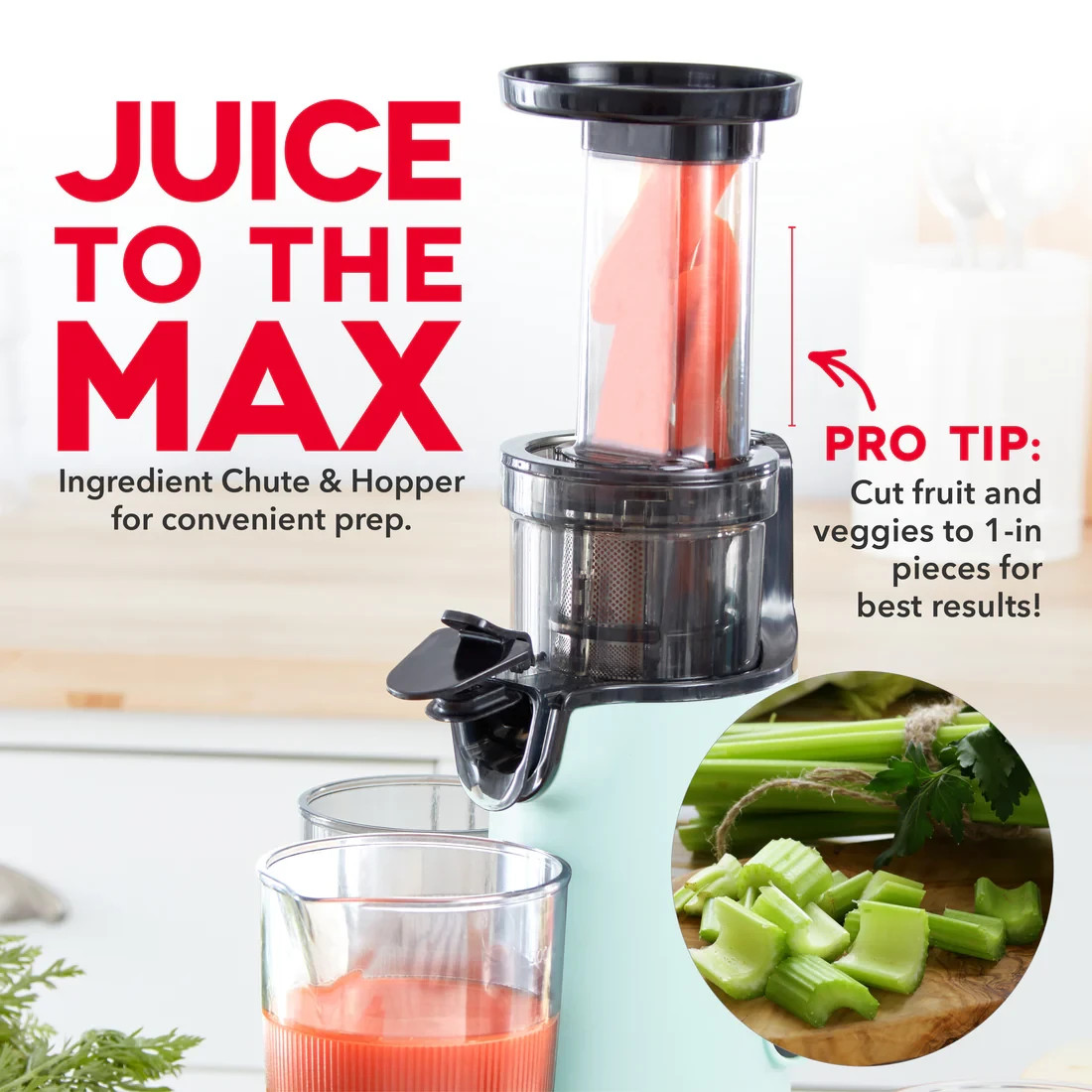 DASH Compact Cold Press Power Juicer - Aqua