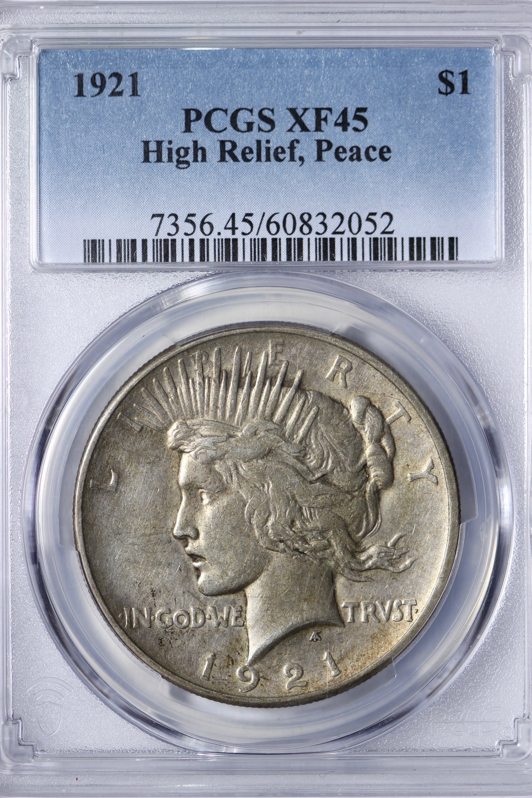 1921 Peace Silver Dollar PCGS XF45 WTKNNS