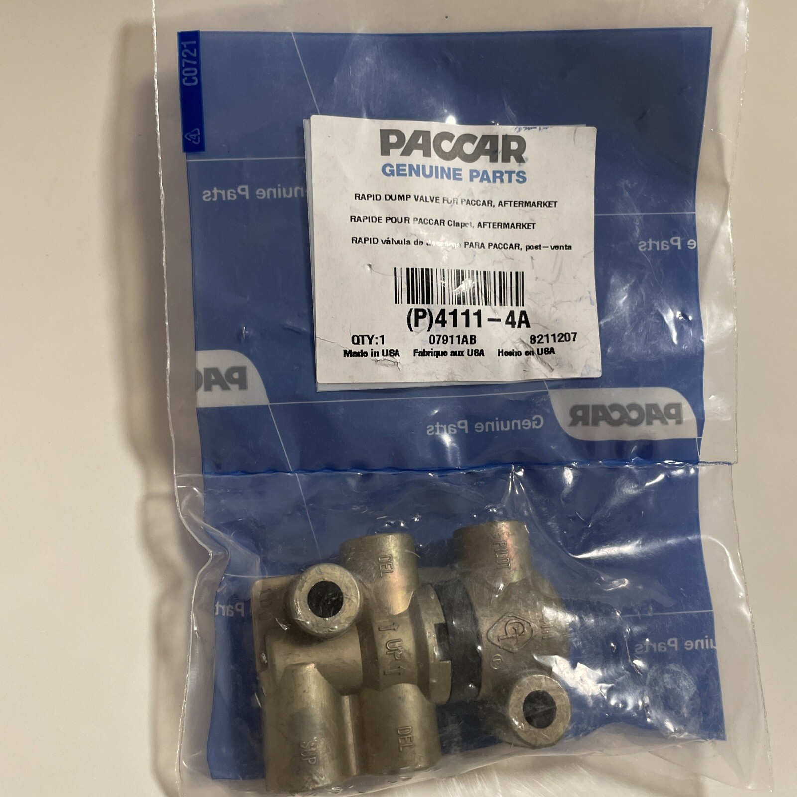 Brand New - Paccar (P)4111-4A Rapid Dump Valve - Free Shipping