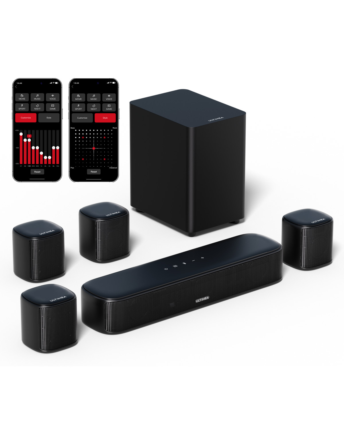 ULTIMEA Aura A40 7.1 Virtual Surround Sound Bar w/ Subwoofer & Surround Speakers