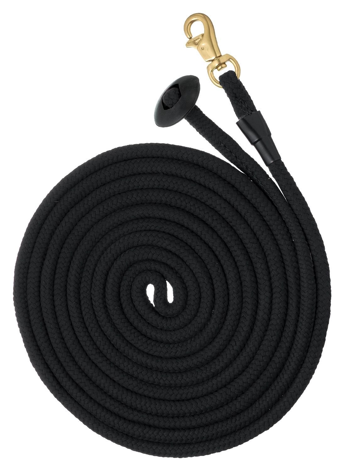 Tough 1 Rolled Cotton Lunge Line with Solid Brass Snap, Black, 25' 25', Black