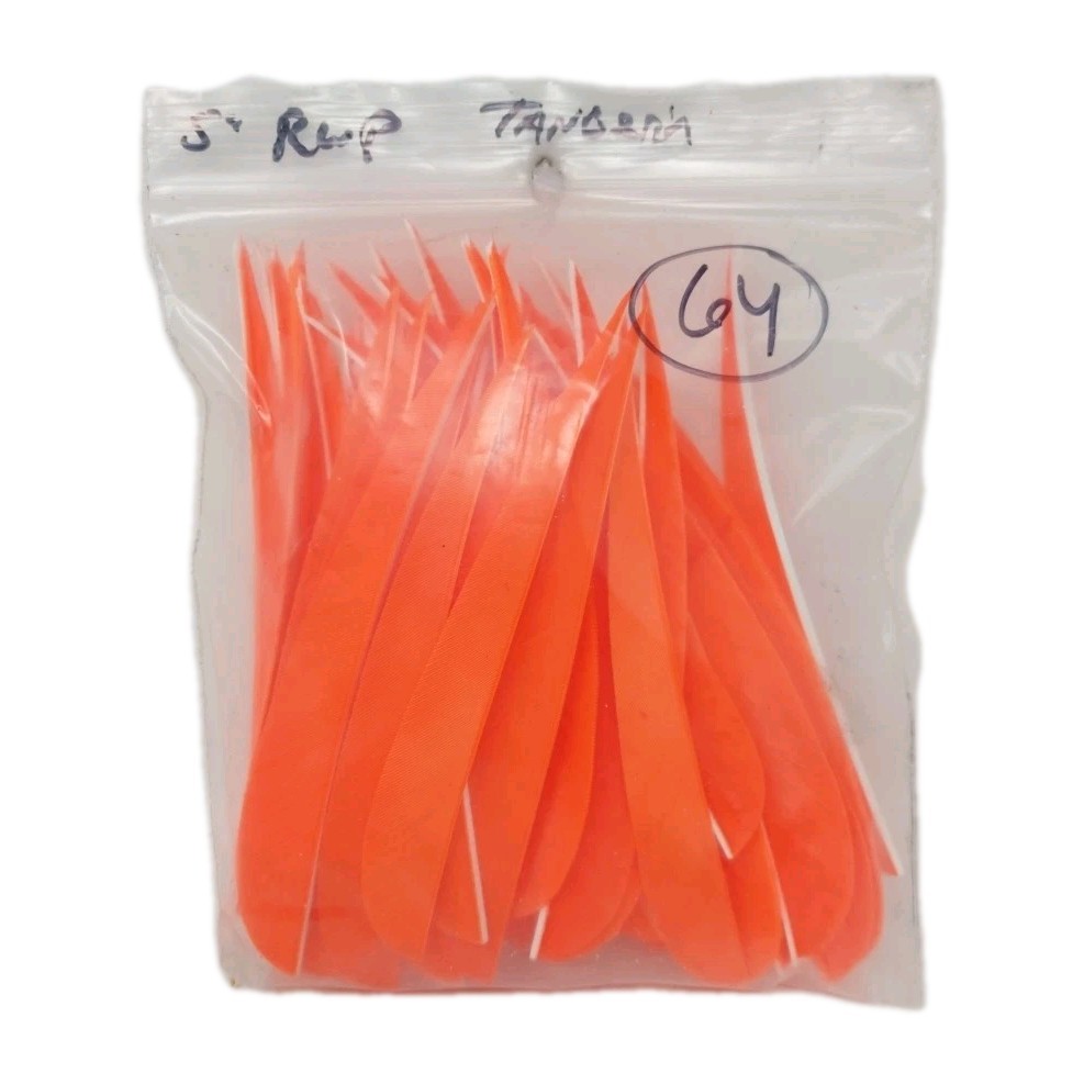 64 Count Archery Arrow Feathers 5" Right Wing: Parabolic Tangerine Orange