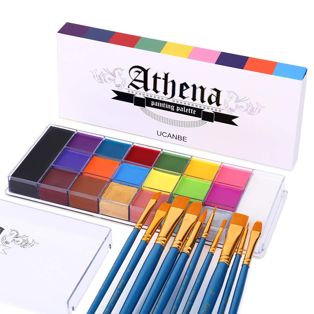 Face Body Paint Set-Athena Painting Palette,10 Professional Artist Brush,Large D