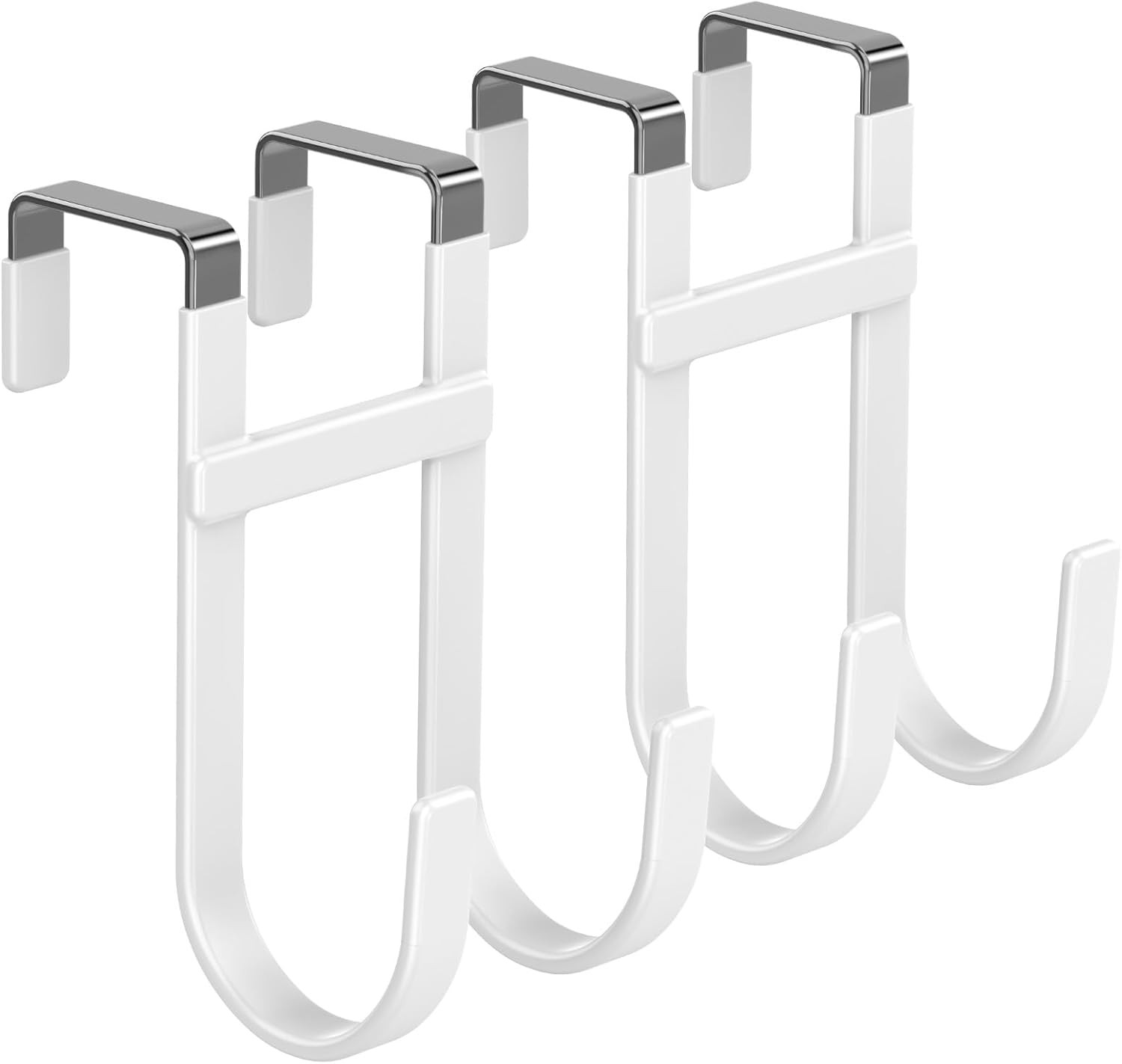 Over The Door Hooks - 2 Pack Heavy Duty Dual-Hook Organizer Hanger with Non-Slip
