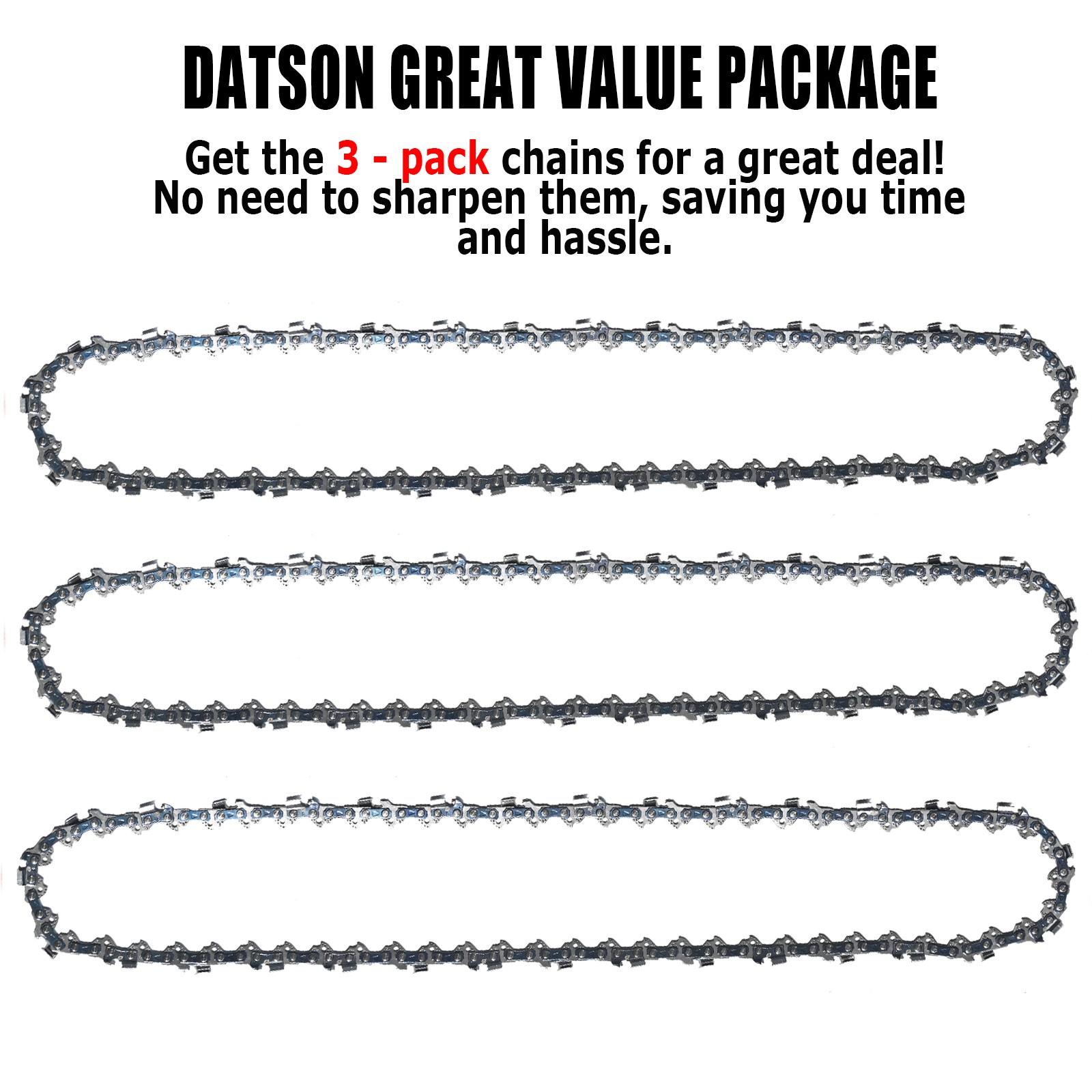18" ATLAS™ 80V *FULL CHISEL* Cordless Chainsaw Chain Blade 3/8LP 050 62DL