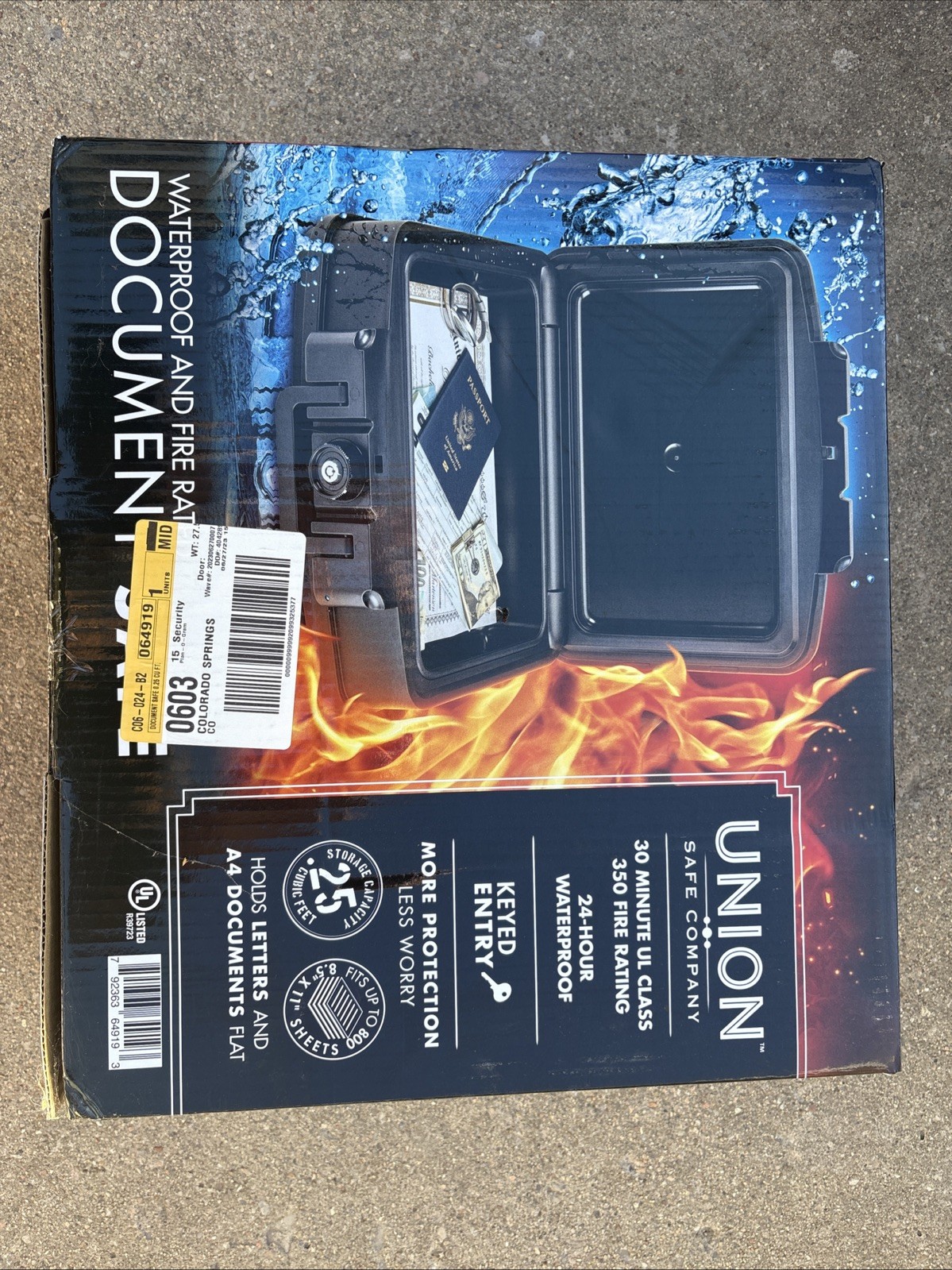 Union, Safe Company 30 Minute Ul Class 350 Fire Rating. 24 Hour Waterproofing.