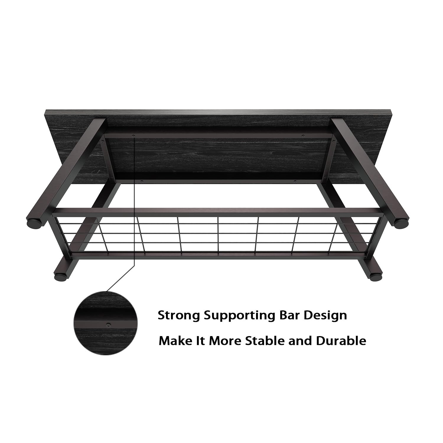 Oastreeful Industrial Entryway Bench Charcoal Black