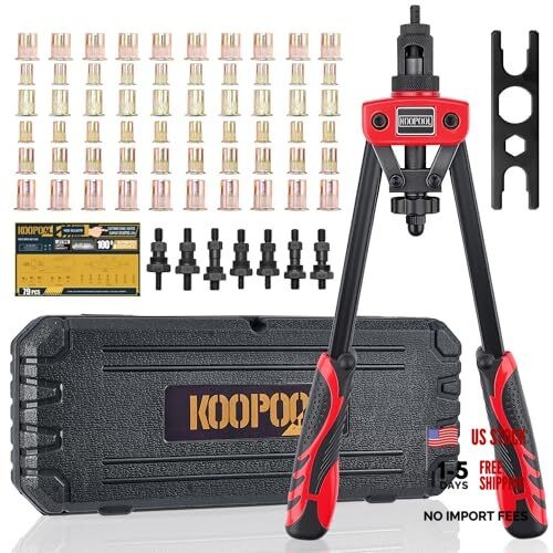 Rivet Nut Tool Kit, Heavy-Duty Rivnut/Nutsert Tool with 7 Mandrels (M6, 14"