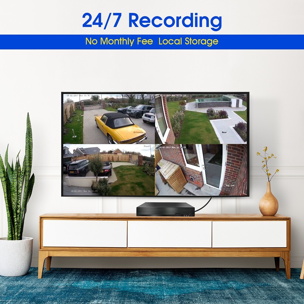 8CH 4MP Lite DVR 4MP Outdoor CCTV Security Camera System Kit Night Vision UK