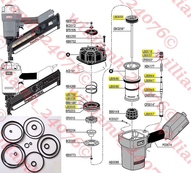 Senco Framing Nailer O ring Kit for FramePro 701-XP 702-XP 751 752 600