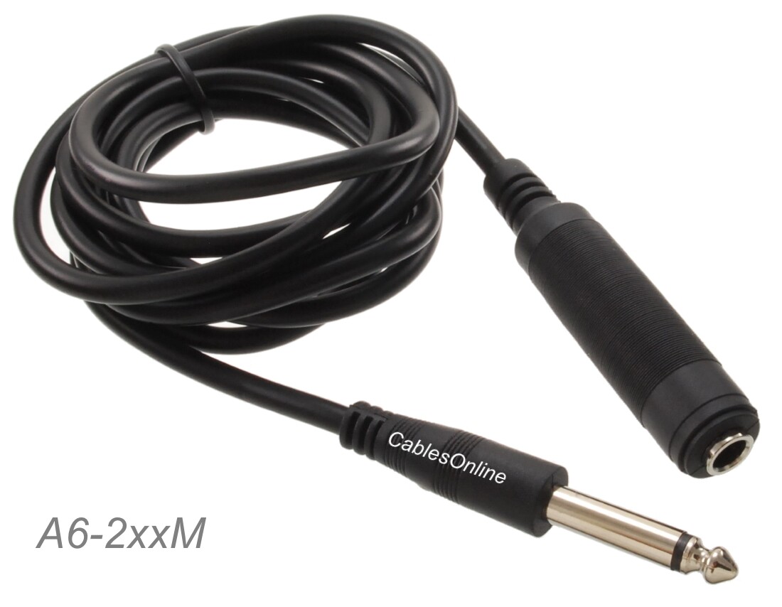 1/4" Mono TS Female to 1/4" Mono TS Male Shielded Pro Audio Extension