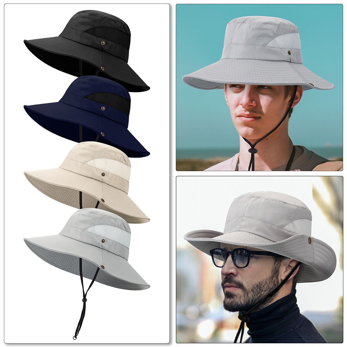 Fishing Sun Bucket Hat Mens UV Protection Wide Brim Outdoor Hiking Golf Cap USA