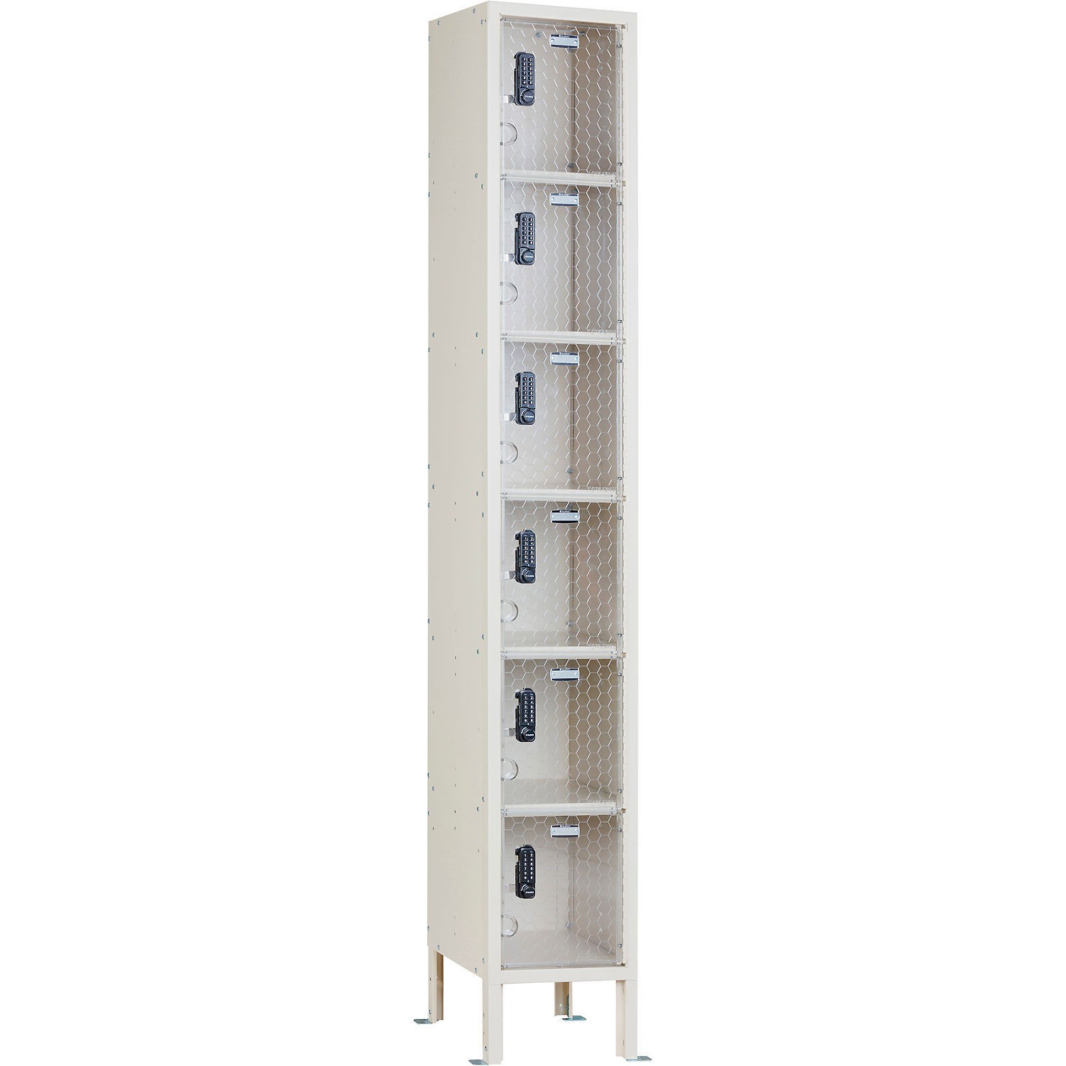 Global Industrial 6-Tier 6 Door Clear View Locker Digital Lock 12"Wx12"Dx78"H