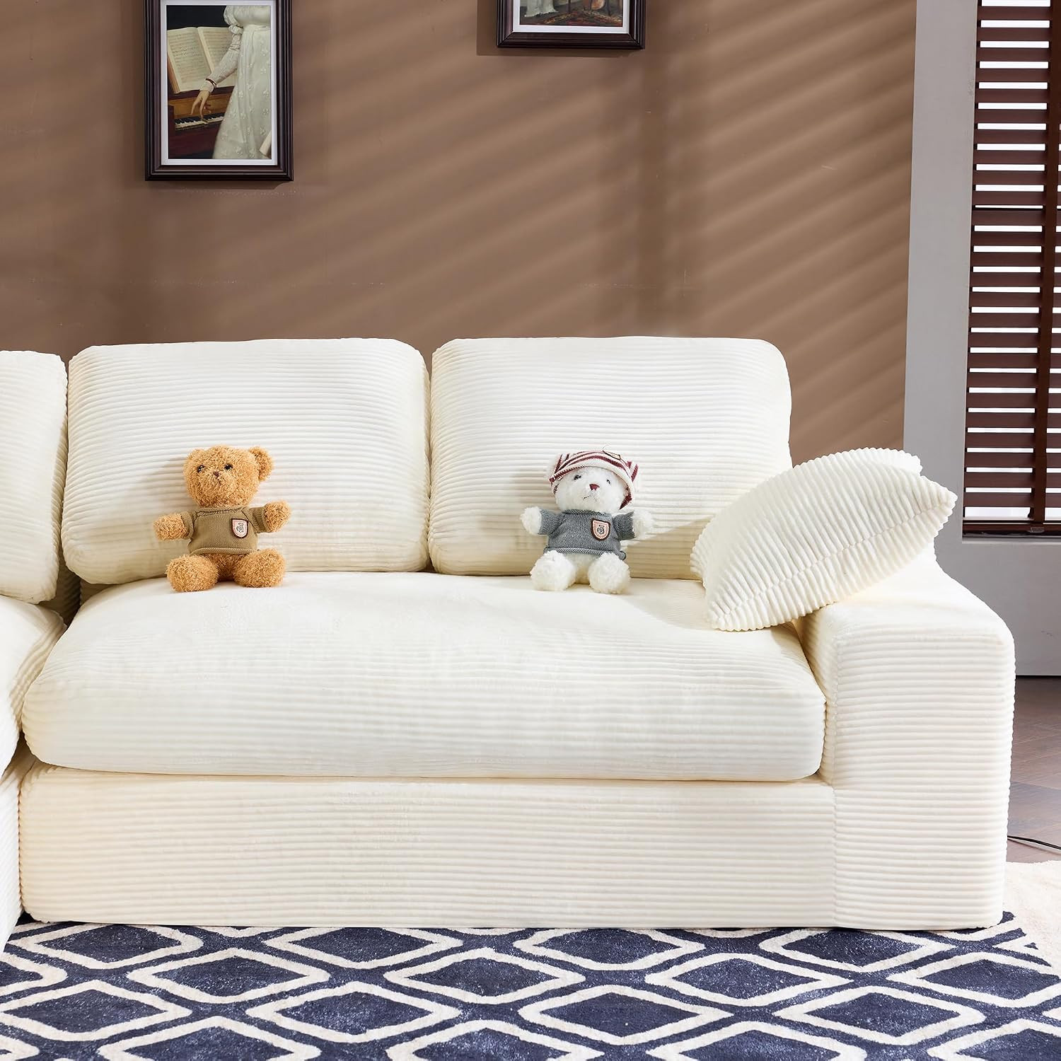 98.4" Modular Sectional Couch with Chaise, L-Shaped Modern Upholstered Sofa with