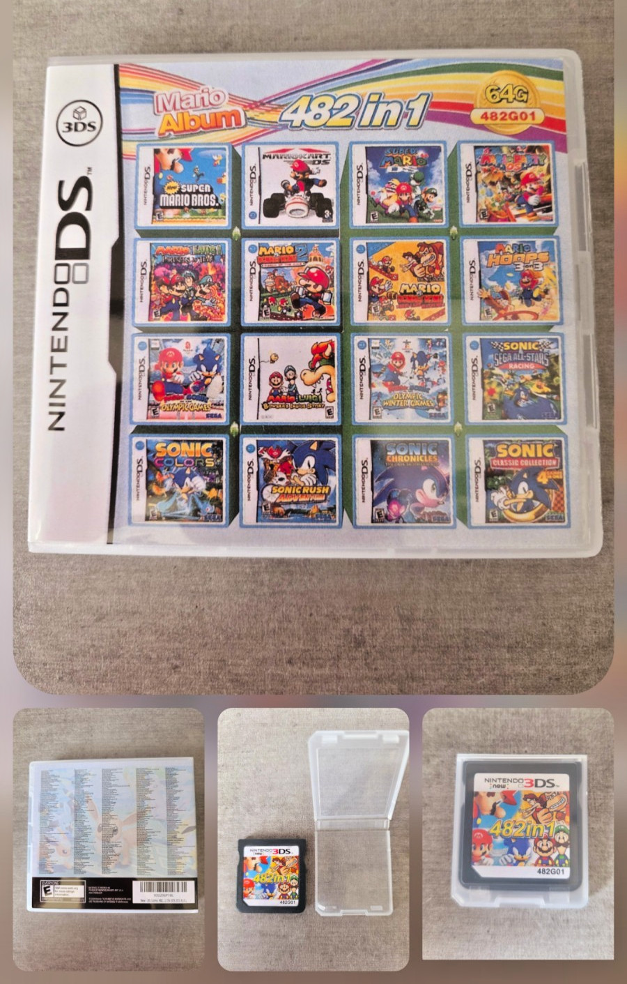 482 in 1 NDS Game DS Game Cartridge Super Combo Pack Game for DS NDS NDSL NDSi