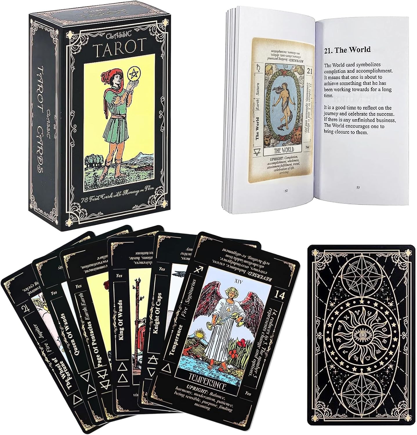 SUNHHX Tarot Cards Set, for Beginners with Meanings on Them