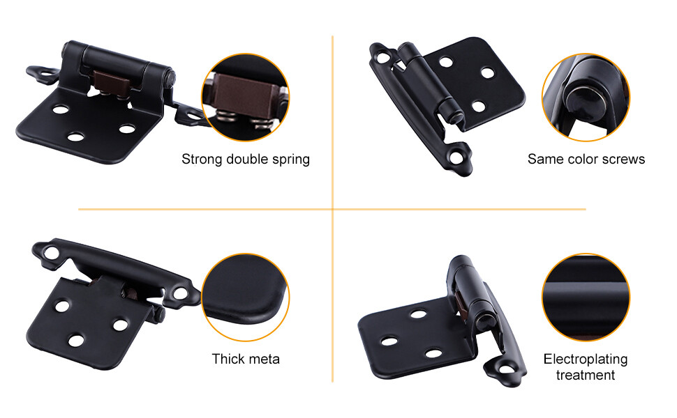 20pcs Kitchen Cabinet Hinges Overlay Self Closing Face Mount Cupboard Door Hinge