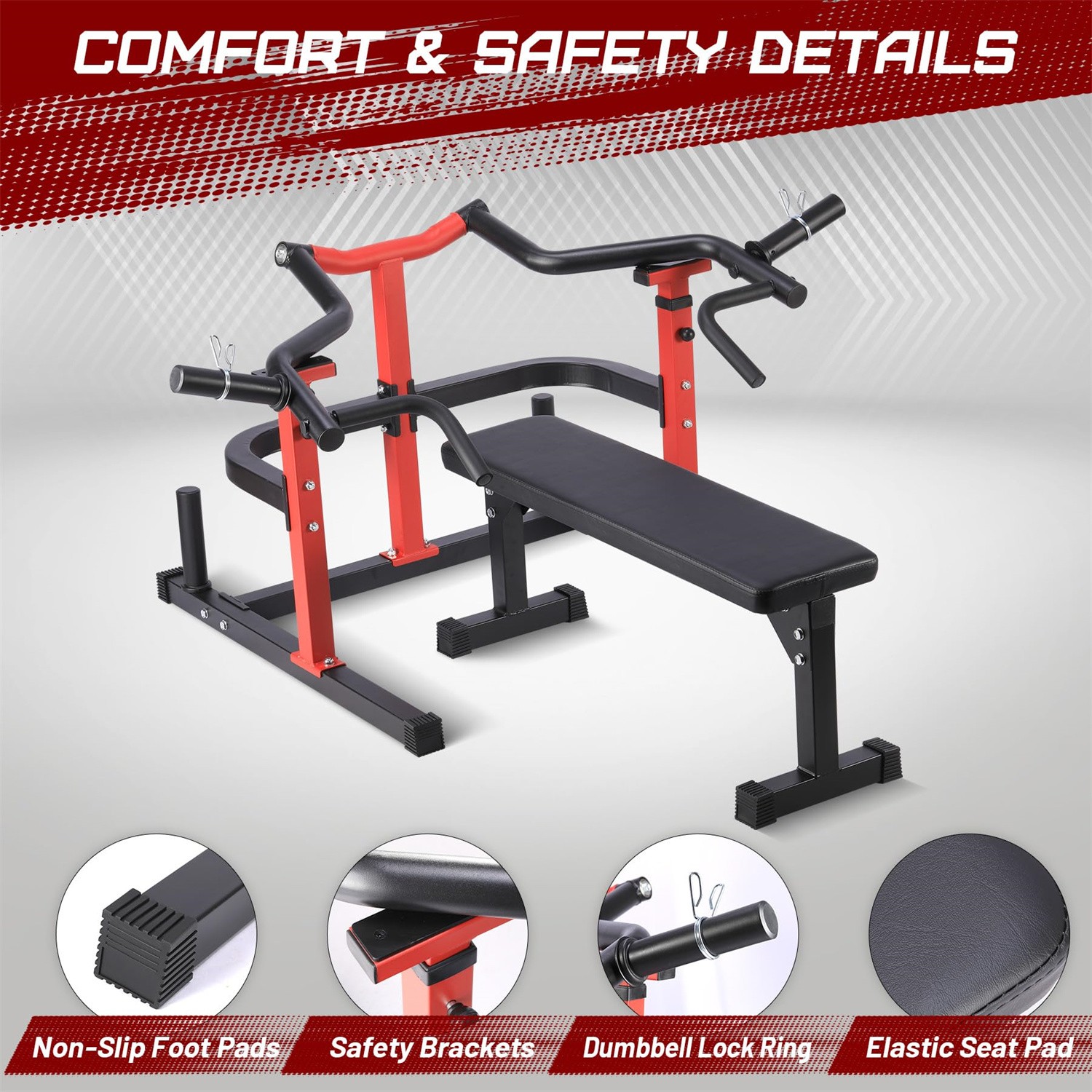 😸450 Pound Chest Press Machine Weight Bench Press Machine Adjustable Flat Incli