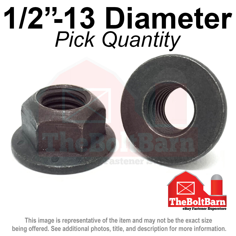 1/2"-13 Grade 8 (G) Hex Flange Top Lock Nuts Coarse Phos & Oil (Pick Quantity)