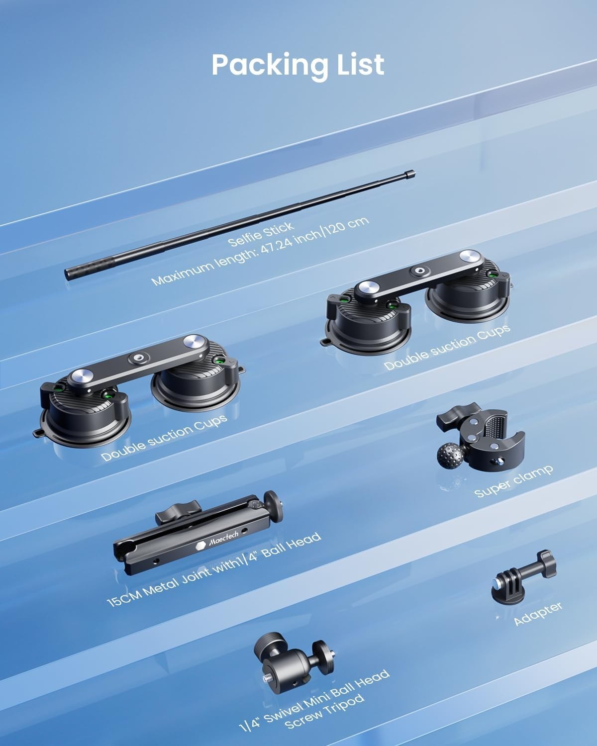 Multi-Scenario Car Camera Mount with Telescopic Selfie Stick