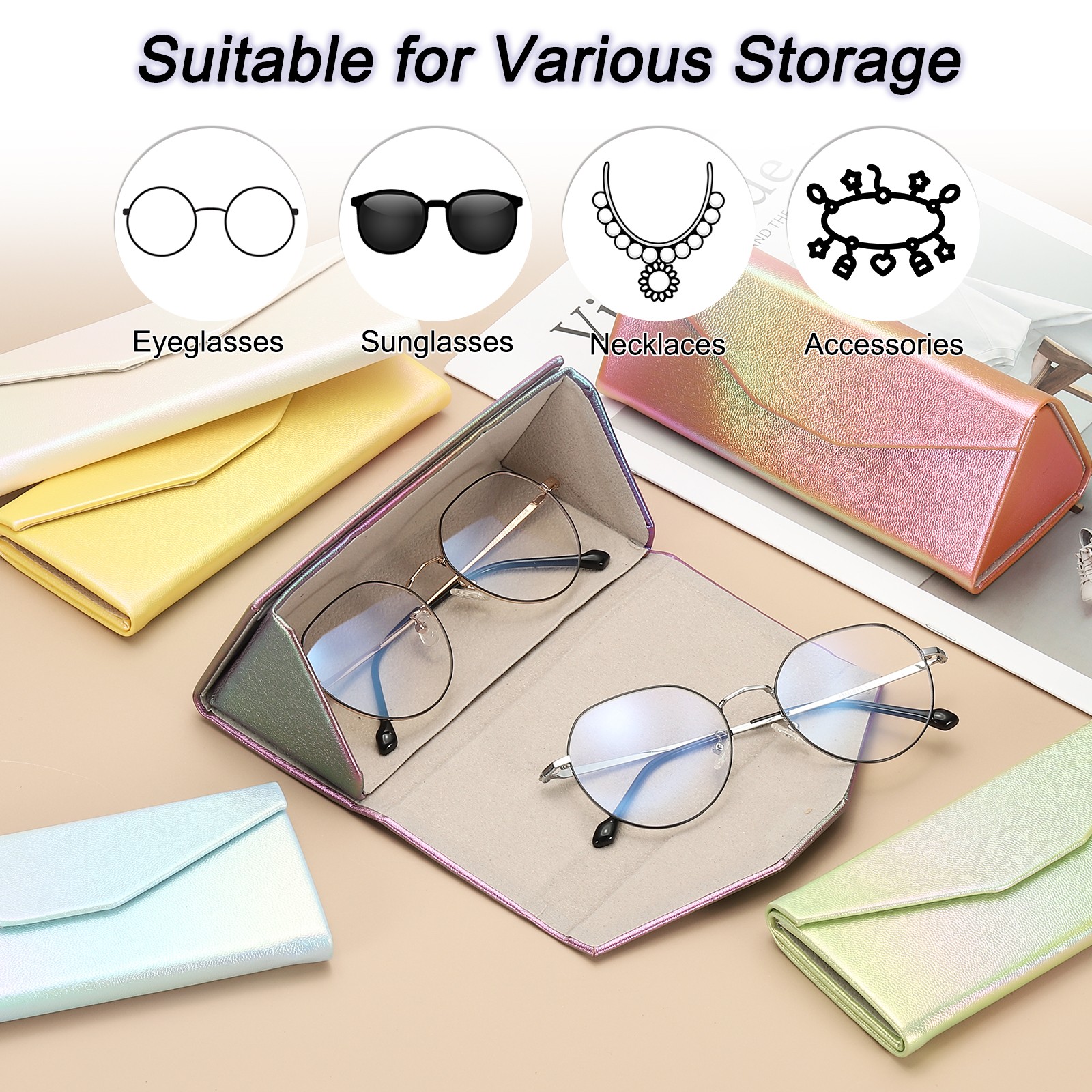Foldable Glasses Case, Triangle Eyeglasses Case, Gradient Yellow