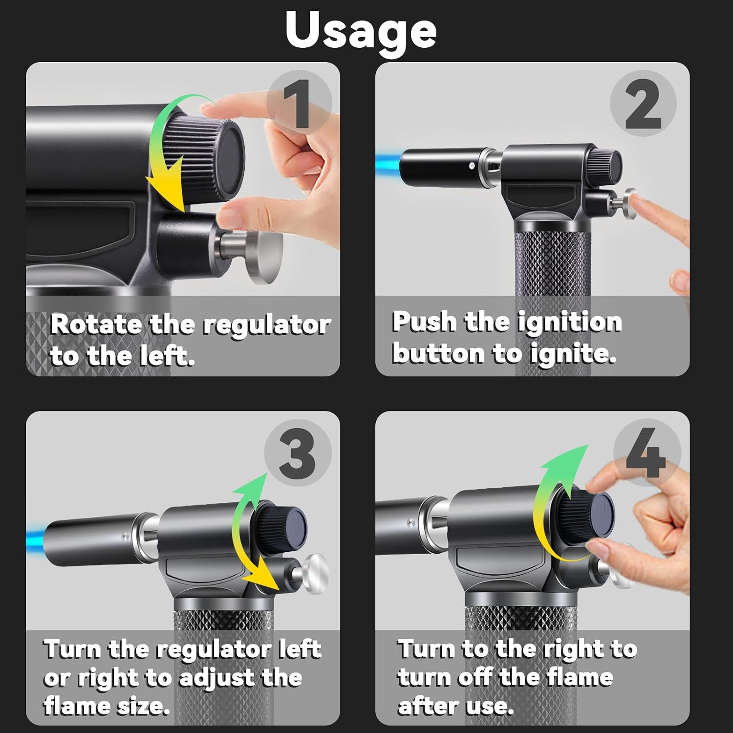 Butane Torch Refillable Kitchen Torch Lighter Jet Flame Cooking Torch Creme Brul