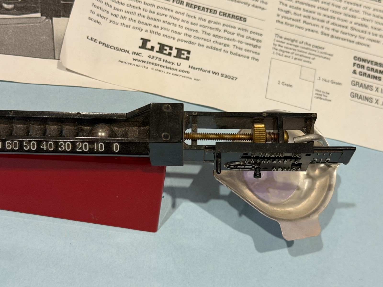 LEE Safety Powder Scale Reloading Tool with instructions - Used