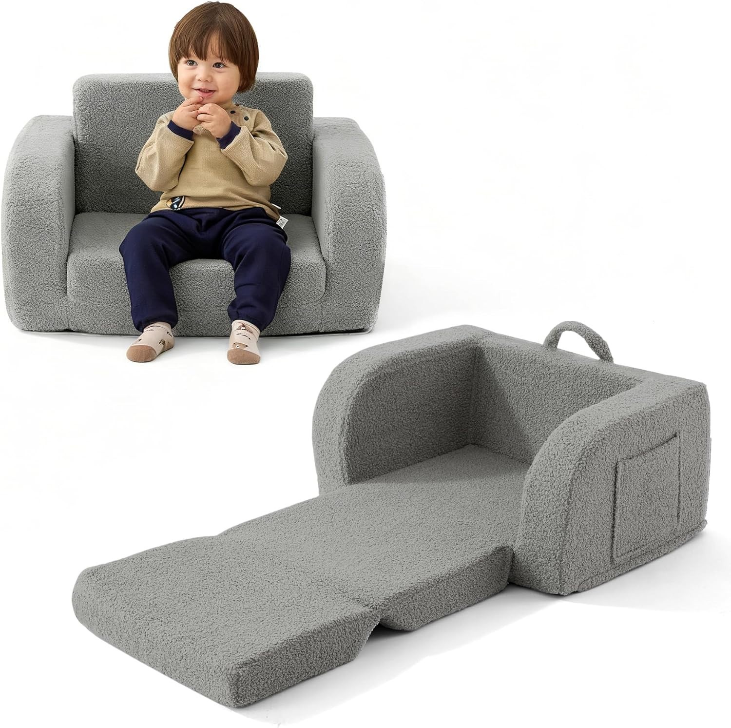 Toddler Couch, 2-In-1 Toddler Chairs Comfy 1-3 Years Old, Toddler Chair for Girl